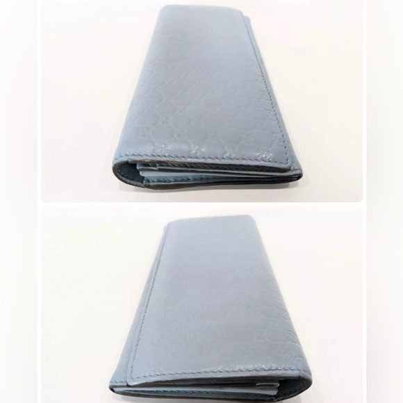 Authentic Gucci micro sima wallet purse blue leather GG monogram - Picture 7 of 16